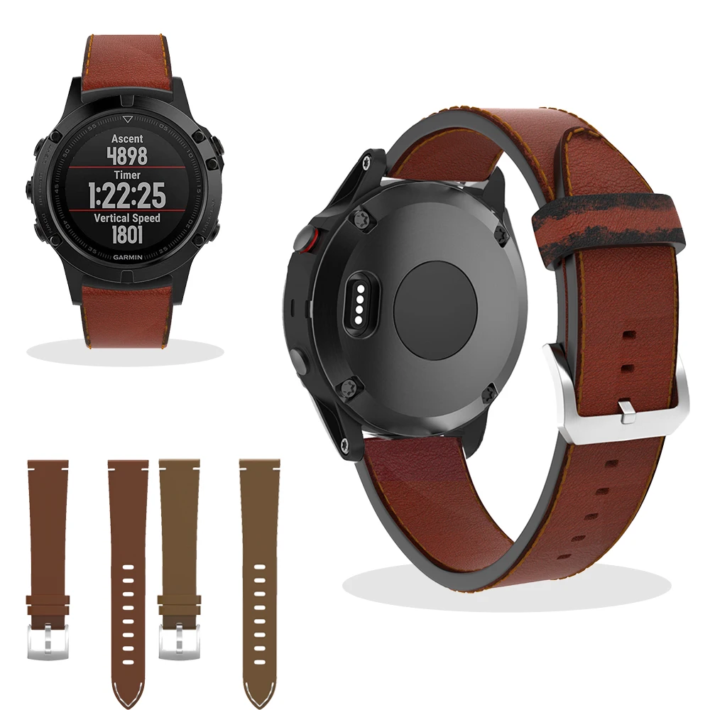

22 мм ремешок для наручных часов из натуральной кожи для Garmin Fenix 6 6Pro/5 5 Plus/подход S60 forerunner 945 умный Браслет для наручных часов