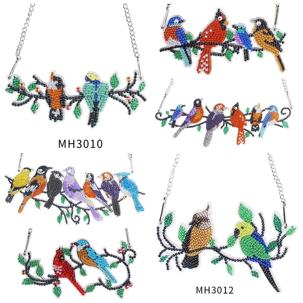 

DIY Special Shaped Drill Diamond Painting Colorful Birds Hanging Ornament Pendant For Window Home Door Wall Decoration
