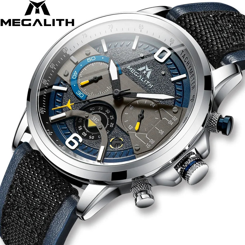 Relogio Masculino MEGALITH Топ Модные мужские часы водонепроницаемые спортивные кожаные