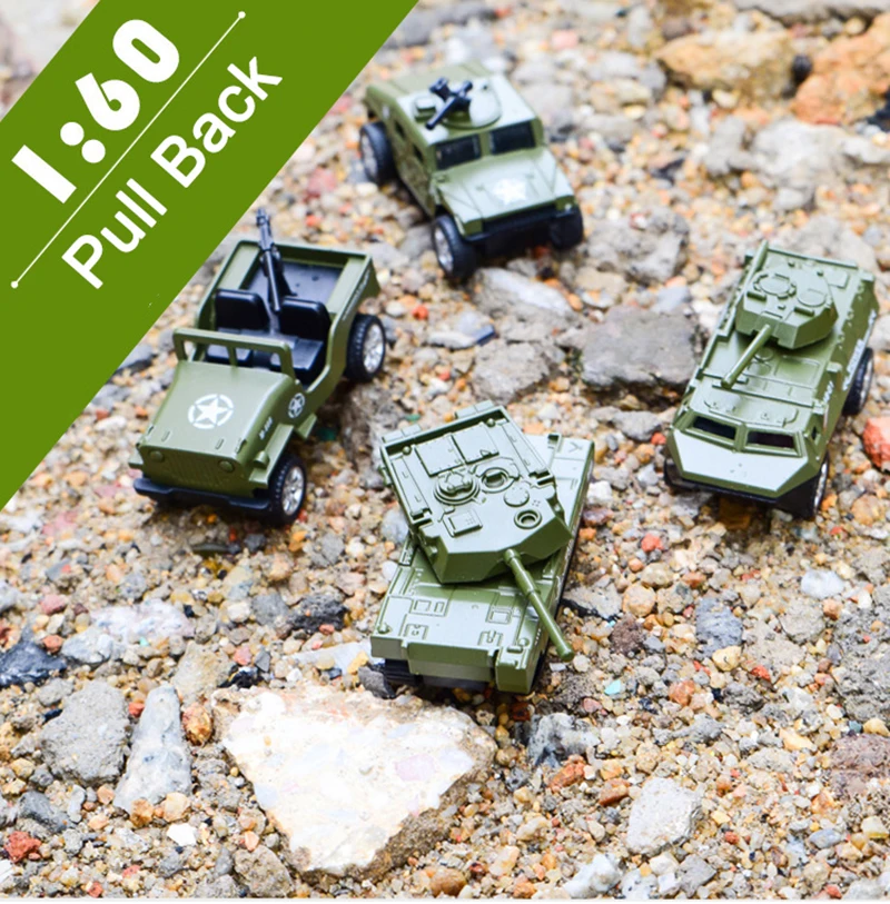 

1:60 Millitary Series Diecast Cars Alloy Model Set Construction Vehicles Pull Back Toys for Boys Birthday Gifts Collection Toy