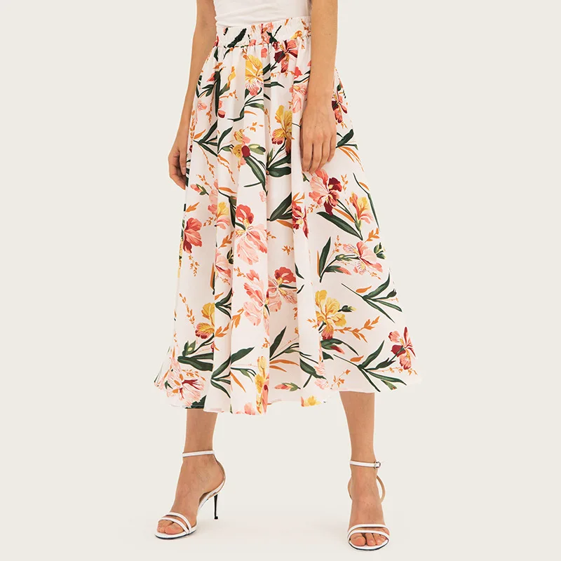 Юбки Женские s миди плиссированная юбка из тюля с богемным принтом женские 2019