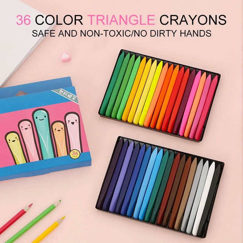 

24 Color Triangle Crayons Safe Non-toxic Coloring Pens Edible Students Kids Children Erasable Crayons Toys School Learning Gift