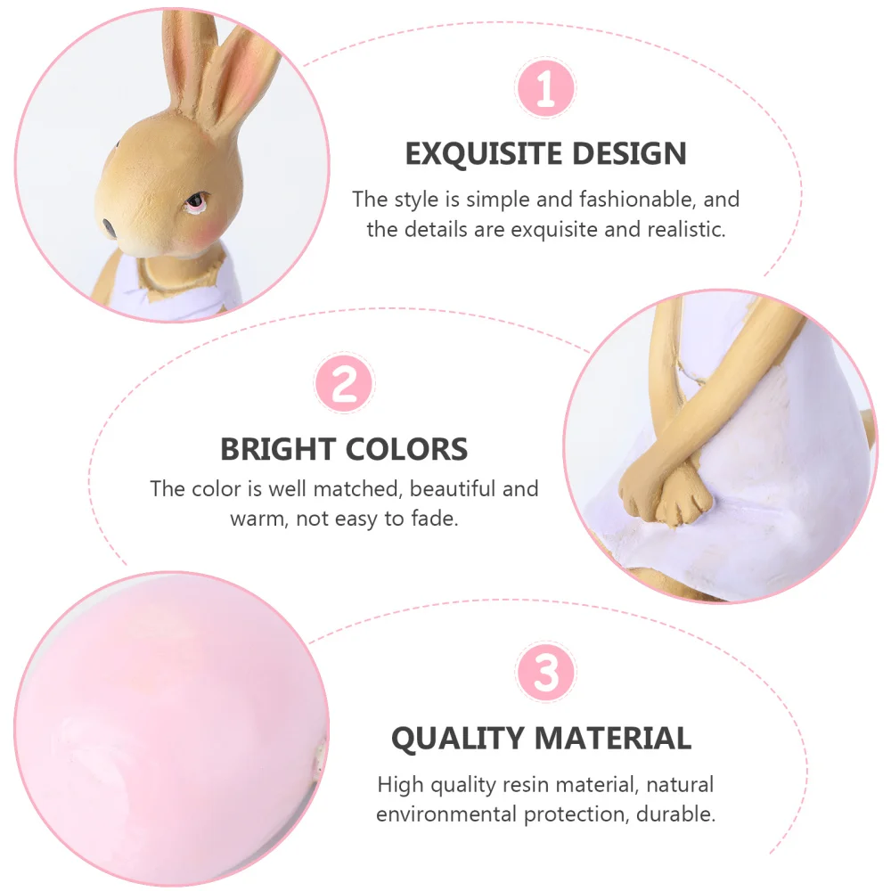 

1 Set Exquisite Rabbit Ornaments Home Decoration Crafts Desktop Ornament