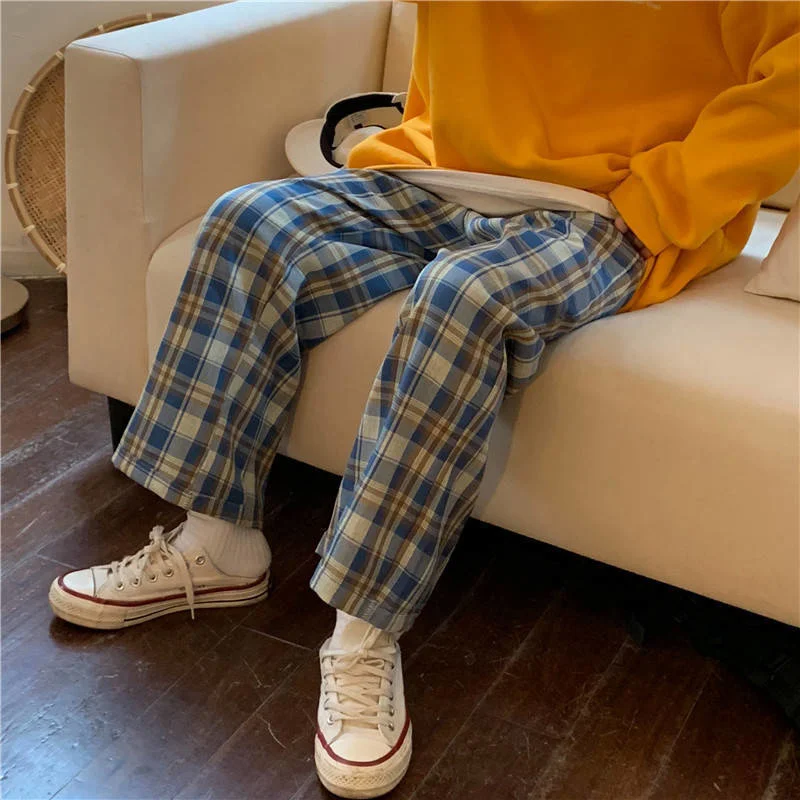 

Trousers Female Sweatpants Hip Hop Streetwear Aesthetic High Waisted Plus Size Y2k korean Clothing Harajuku Women Pants Plaid