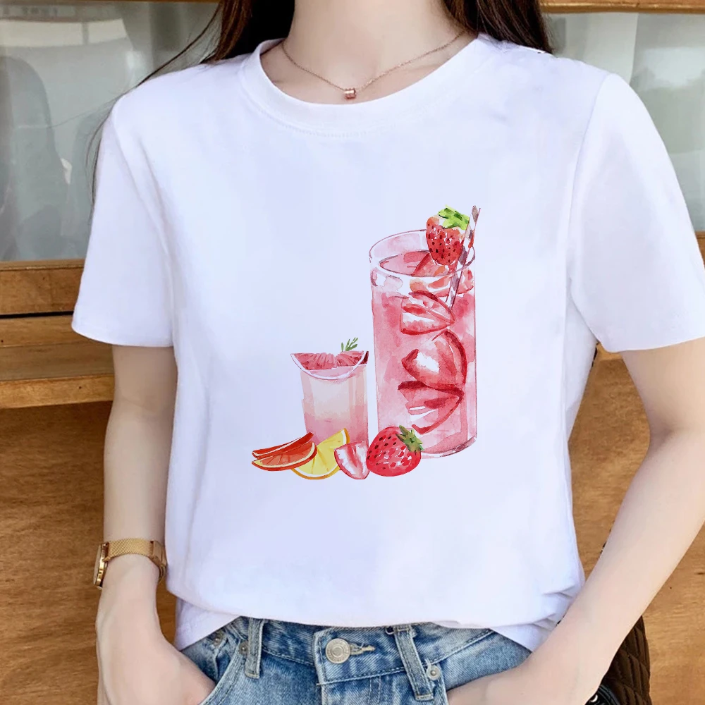 

2021 Cartoon Women T Shirts Delicious Watermelon Juice Printed Tshirt Exquisite Loose T-shirt Creative Kawaii Leisucre Beach