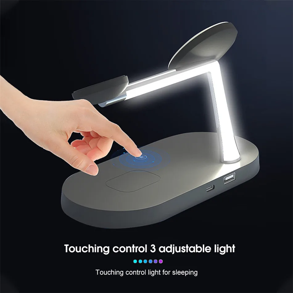 

Five-in-One Magnetic Wireless Fast Charger For iPhone12 Watch Bluetooth Headset With LED Light Desktop Fast Charger Stand