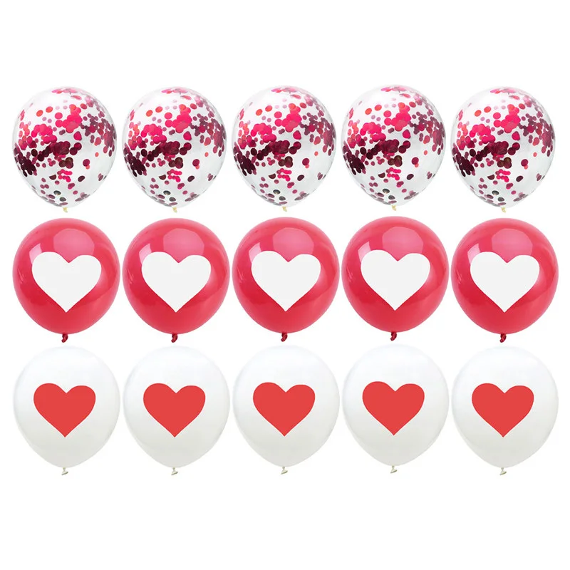 15 шт. красный белый сердце Печатный воздушный шар &quotКонфетти&quot Букет круглый
