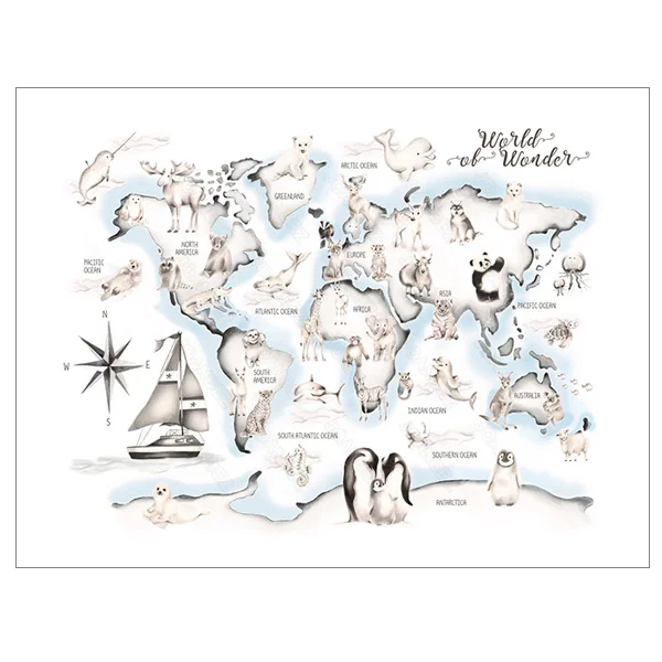 

Decorative Painting a Variety of Animals Location Map Pattern Canvas Material European Style 1 Pc Background Living Room Wall