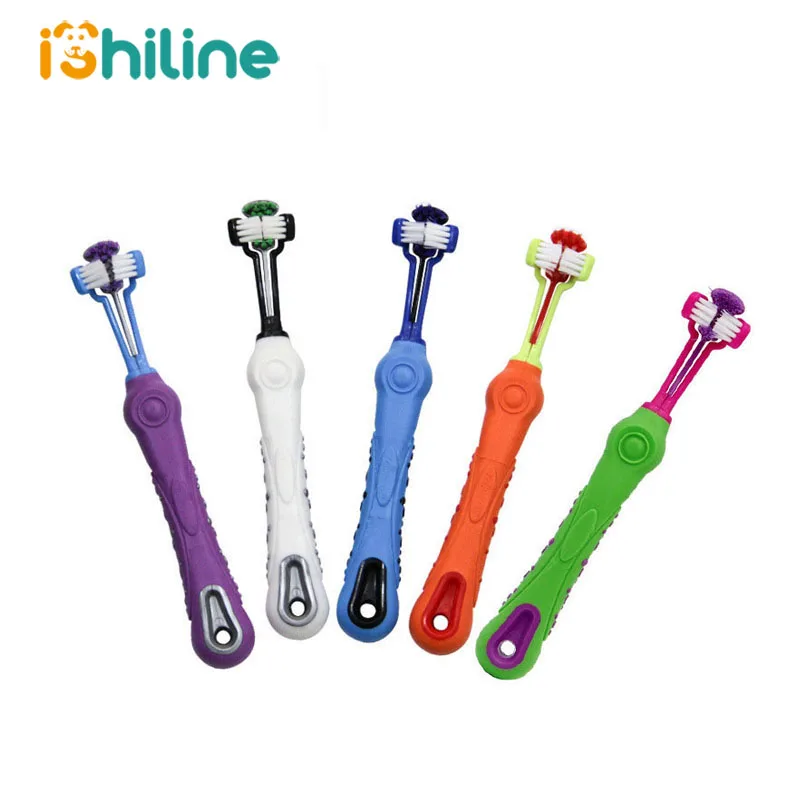 Hot Selling Three Sided Pet Toothbrush Dog Brush Addition Bad Breath Tartar Teeth Care Dog Cat Cleaning Mouth Dog toothbrush