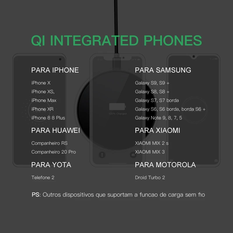 Qi Беспроводное зарядное устройство для iPhone X Xs MAX XR 8 plus Быстрая зарядка samsung S8 S9 Plus
