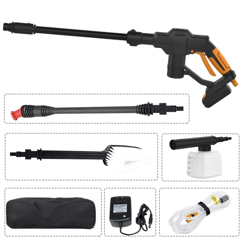

Portable Car Washer, High Pressure Cleaner With 4 Adjustable Nozzle, High Pressure Hose, Charger And Portable Handbag
