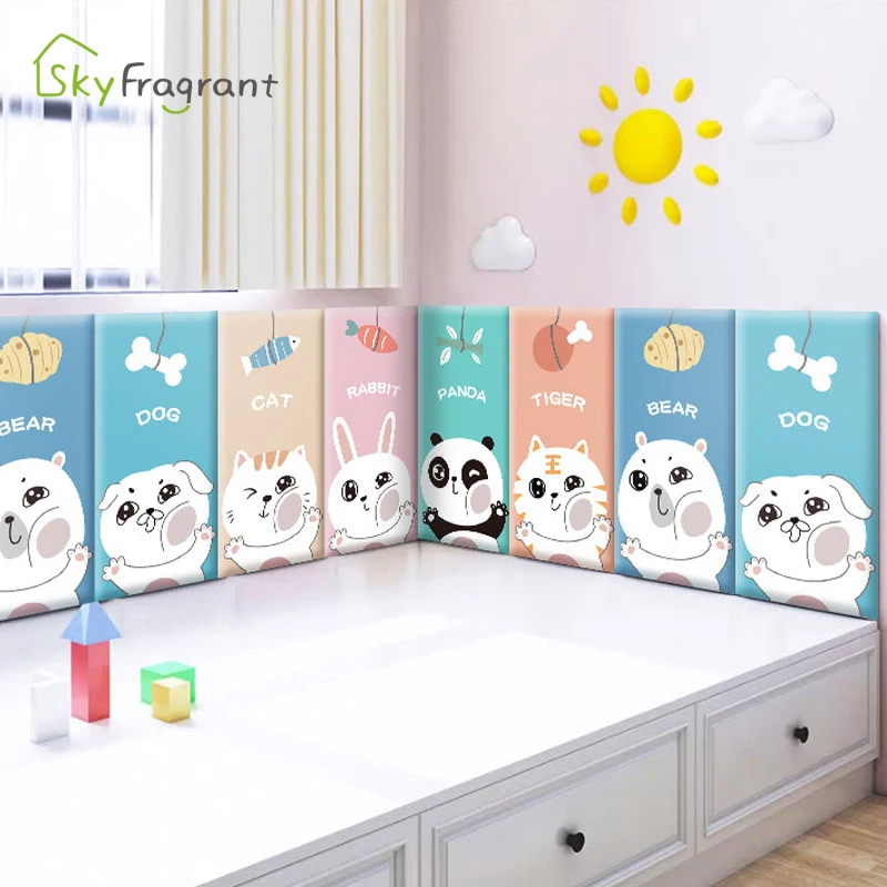 3D Мультяшные животные противоударные самоклеящиеся мягкие наклейки на стену для