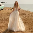 Винтажное кружевное свадебное платье LORIE, ТРАПЕЦИЕВИДНОЕ сексуальное кружевное платье для невесты с V-образным вырезом, 2021 свадебное платье в богемном стиле