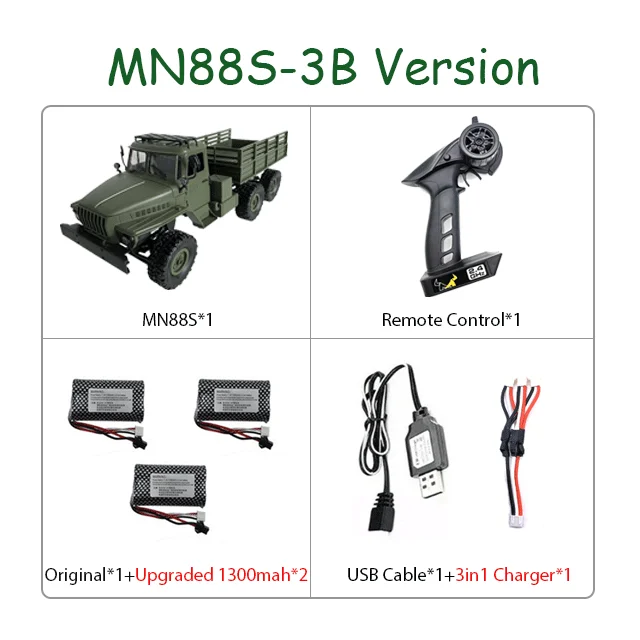 MN88S Урал 1:16 6WD RTR 3 батареи