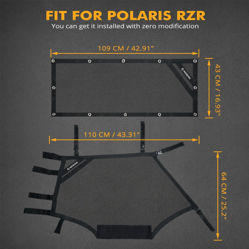 Сетчатые задние боковые панели окон каркаса NICECNC для Polaris RZR 570 800 1000 900 XP Turbo 2015-2022 2-местный UTV.