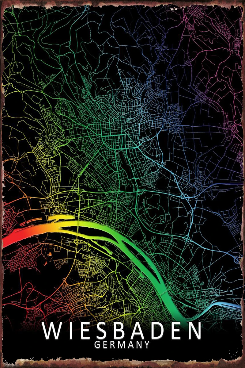 Карта города Германии в стиле метал жестяная вывеска Оловянная табличка декор