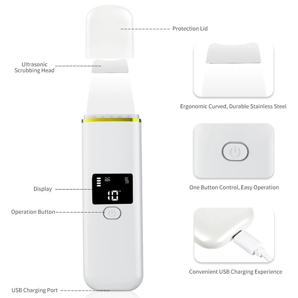 Ультразвуковая Машина по уходу за кожей скруббер очиститель пор шпатель