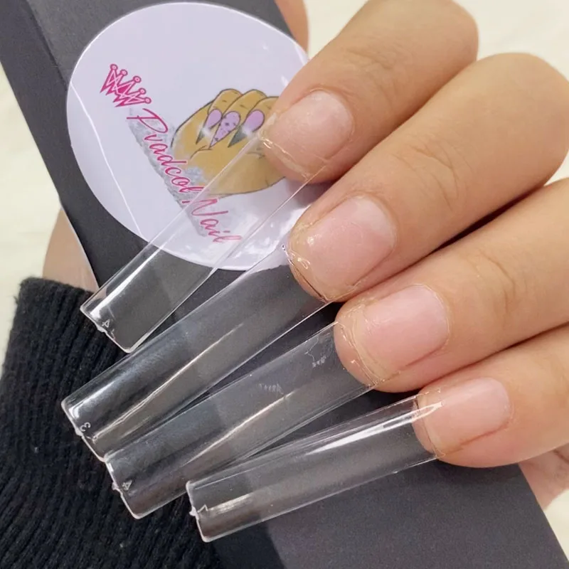 500pcs Flat Square XXL Long Acrylic Nail Tips Flatter Straight Non C Curve Half Cover False Nails Tip Manicure Tool | Красота и