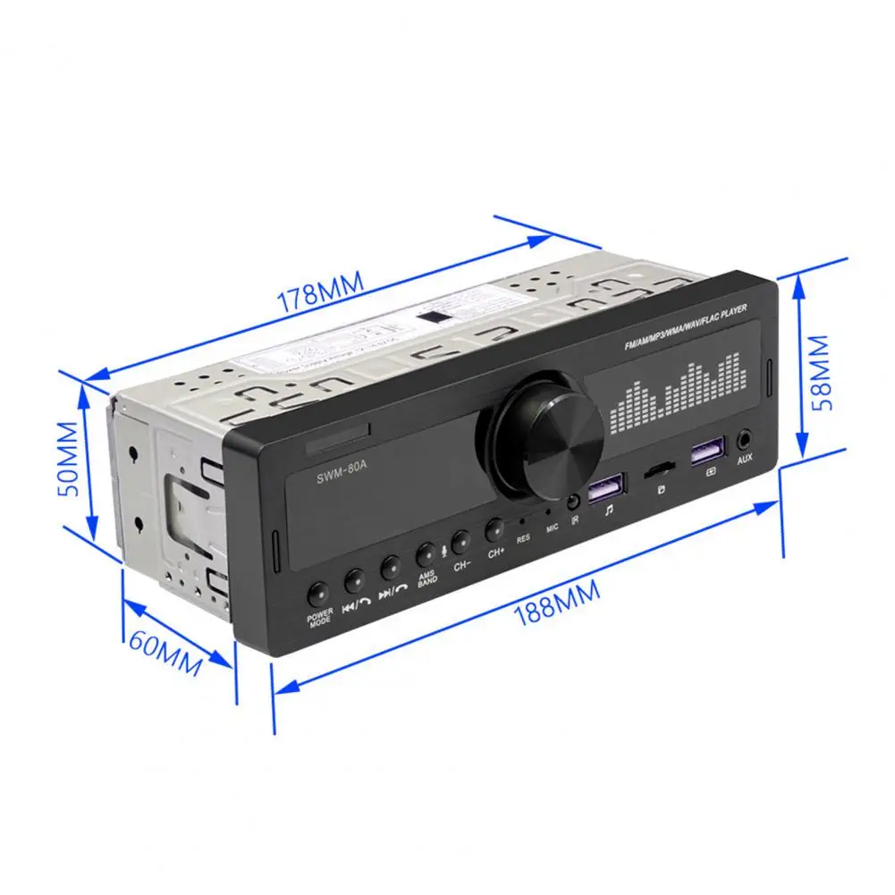 

SWM-80B Car Radio Player Usb Fast Charge Dual USB Bluetooth Hands-free Card Insert Radio Voice Control MP3 Player for Vehicles