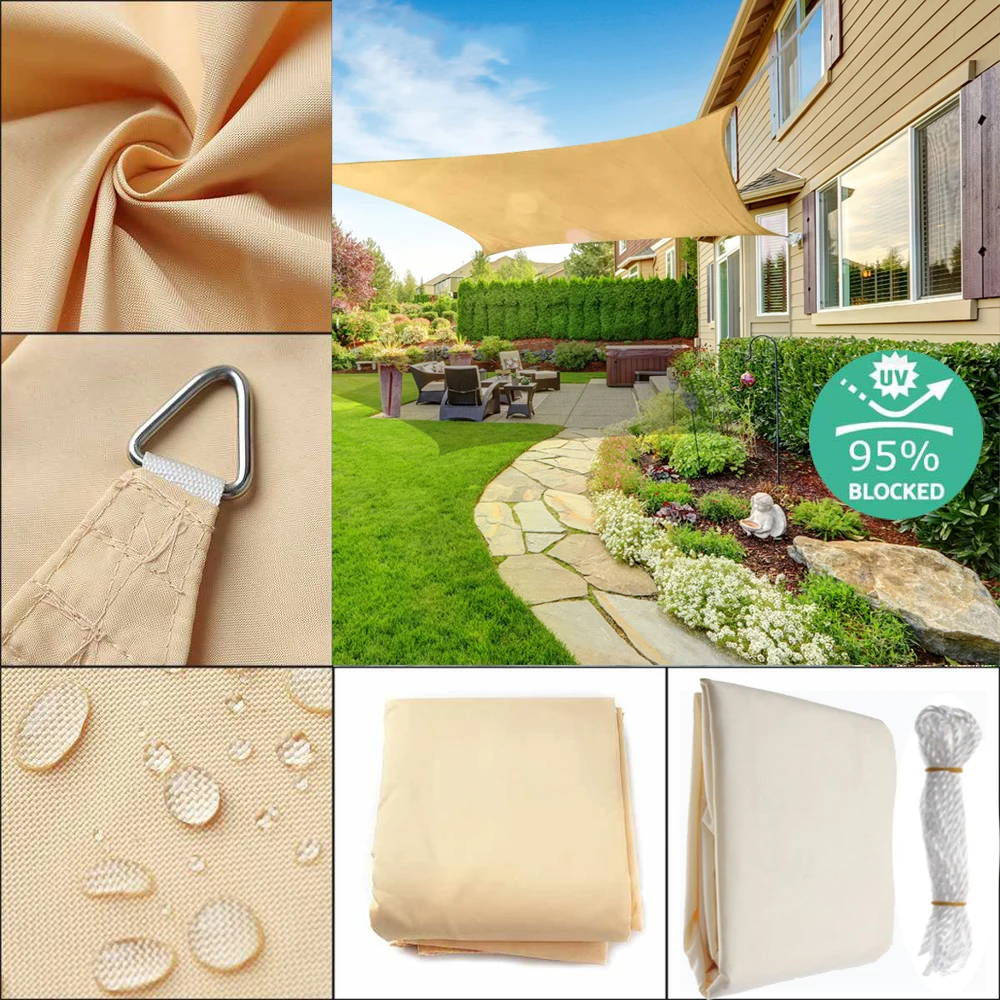 Водонепроницаемый тент от солнца 280GSM солнцезащитный козырек парус для сада