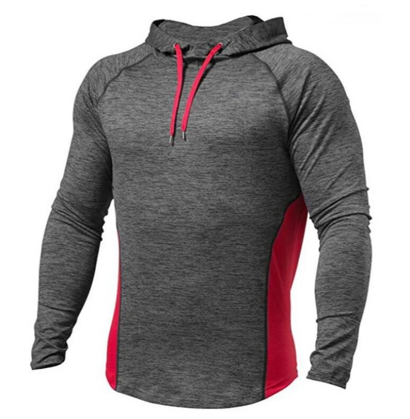 

Men's sports shirt outdoor fitness pullover hooded T-shirt men's solid color quick-drying sports sweater