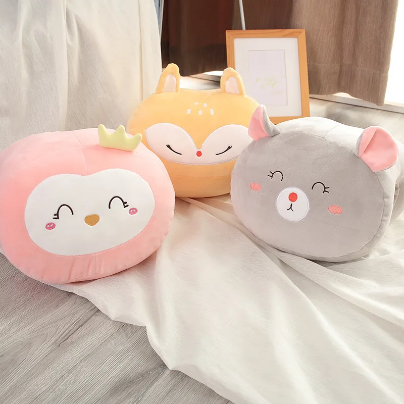 Мягкая хлопковая теплая плюшевая подушка с изображением животных игрушки для