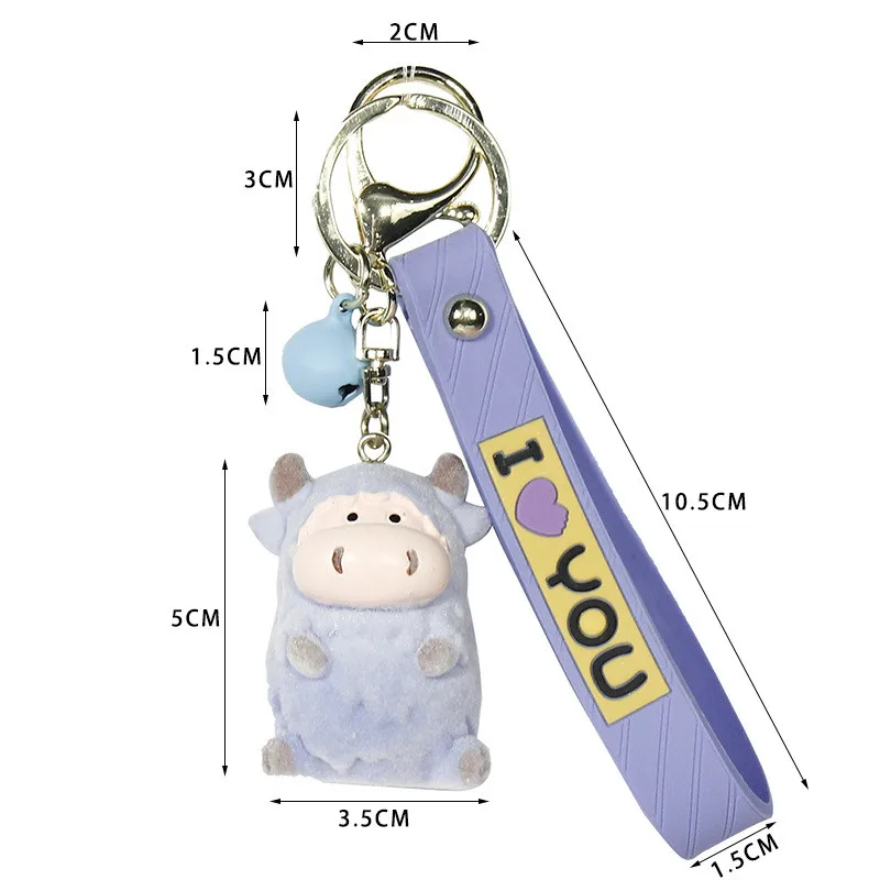 

Kawaii Soft Plush Cow Keychain Cute Cartoon Animal Pendant Key Ring Bag Charm Trendy Woman Car Keys Accessories Cow Doll Gift