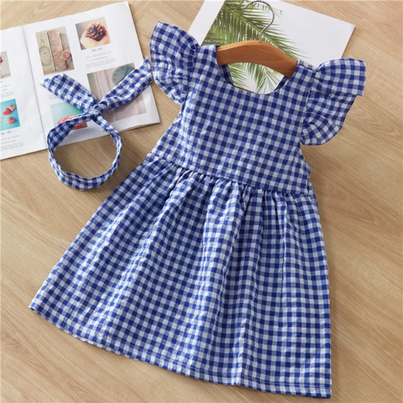 Hot 2021 New Summer Dress Toddler Kids Baby Girls Lovely Birthday Clothes Blue Striped Off-shoulder Ruffles Party Gown Dresses | Детская
