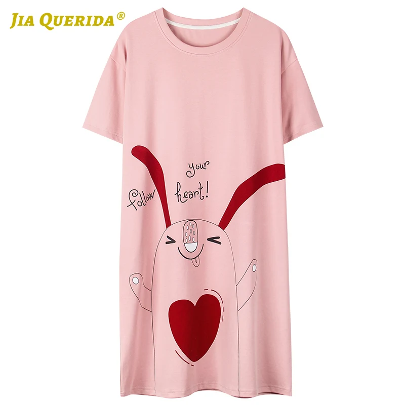 Новое Розовое Ночное платье с коротким рукавом и принтом для девочек модная