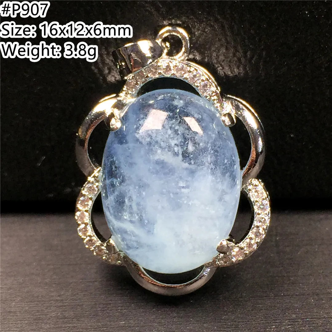 

Top Natural Ocean Blue Aquamarine Beads Pendant Jewelry For Woman Man Reiki Crystal Stone 16x12x6mm Beads Silver Gemstone AAAAA