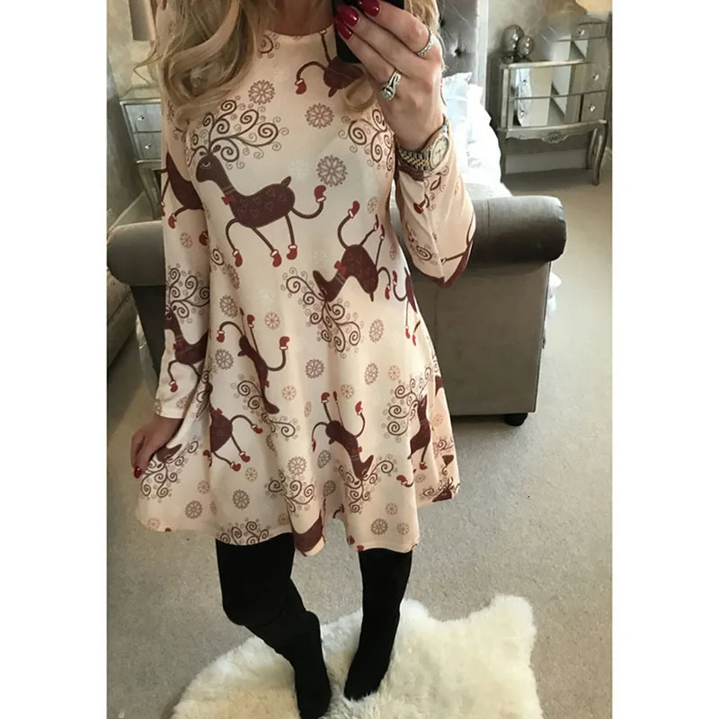 Платье размера плюс XL осеннее женское платье повседневное рождественское с