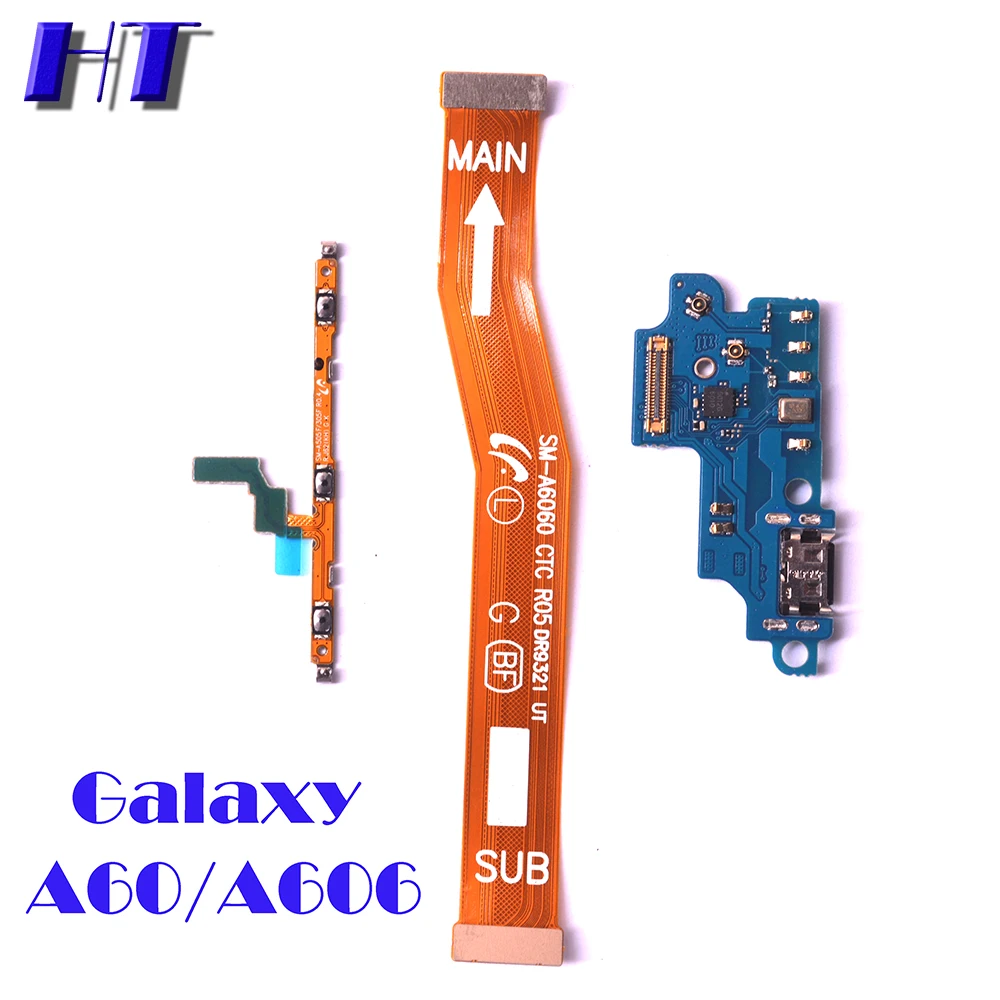 Гибкий кабель для микрофона Samsung Galaxy A60 A605F A605DS A605FN материнская плата с боковыми