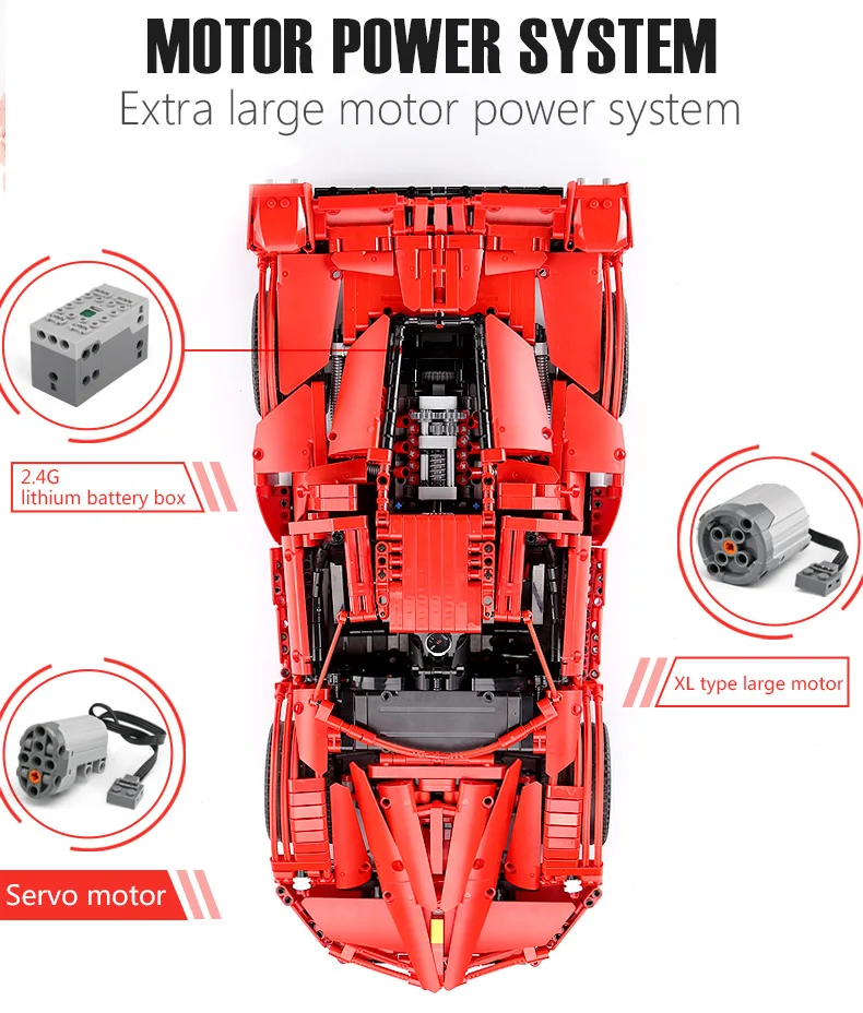 Yeshin 13085, функциональная Автомобильная машина FXX, Спортивная скоростная Гоночная машина, модель 1:8 автомобиля, детские рождественские подарки, строительные блоки