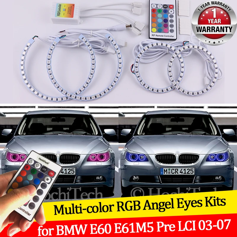 

For BMW E60 E61 520i 525i 530i 540i 545i 550i Pre LCI 2003-2007 16 colors RGB Angel Eyes LED Halo Rings RF Wireless Control DRL