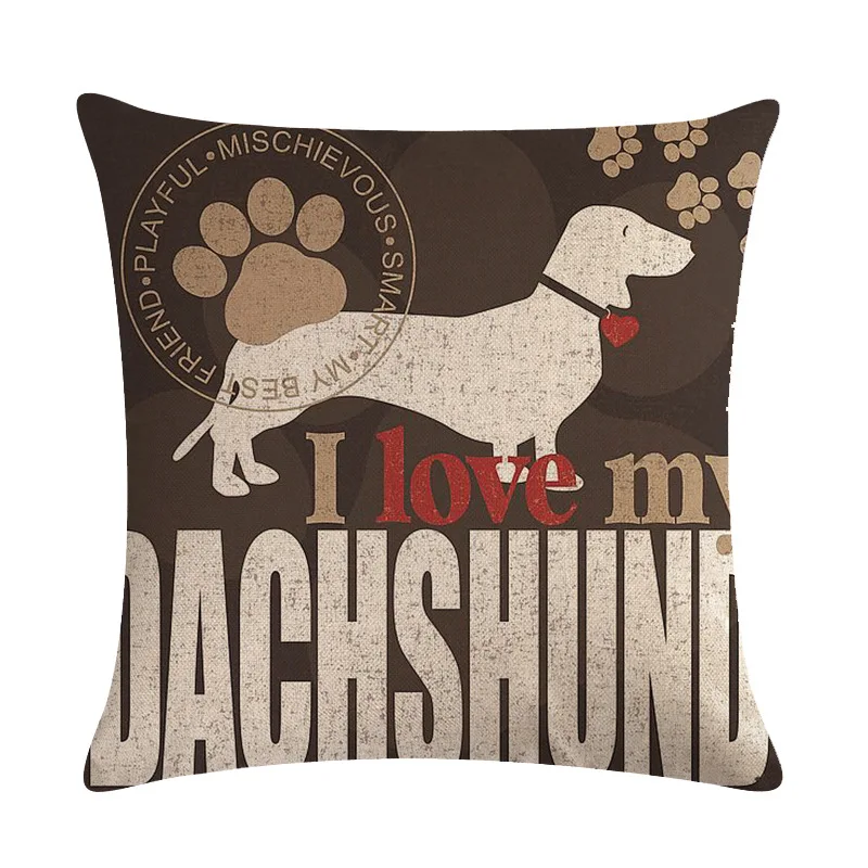 Cushion cover funny patterns cute dogs printed pillow letter printing for home decor cotton case | Дом и сад