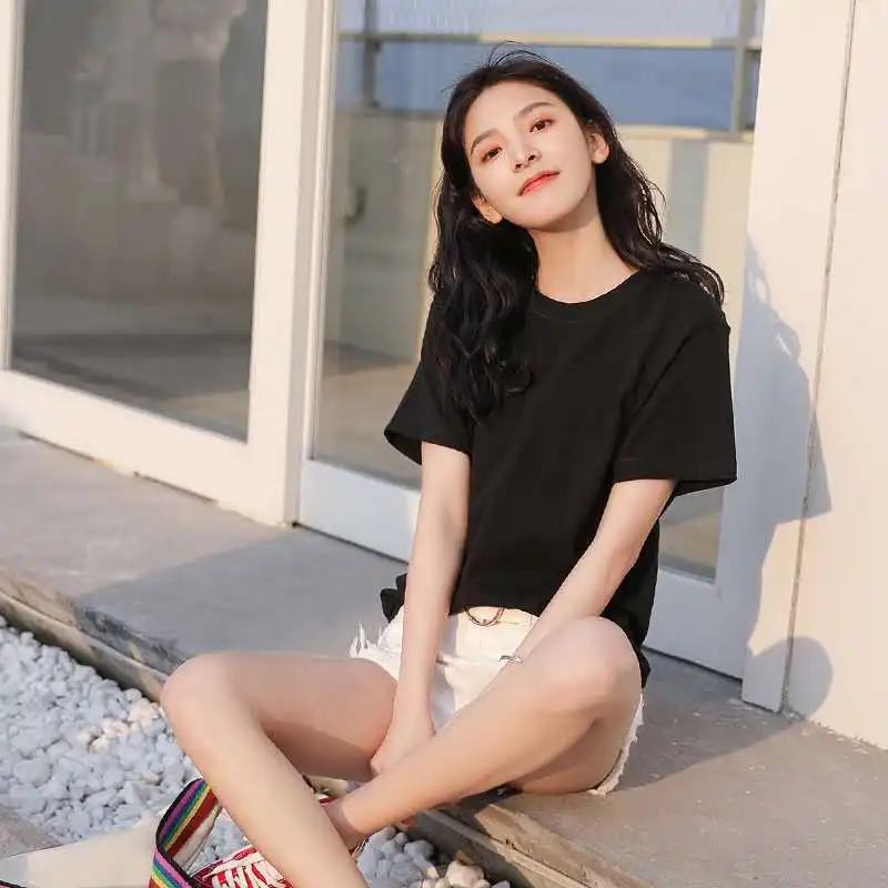 

New fashion and noble round neck pure cotton women's T-shirt
