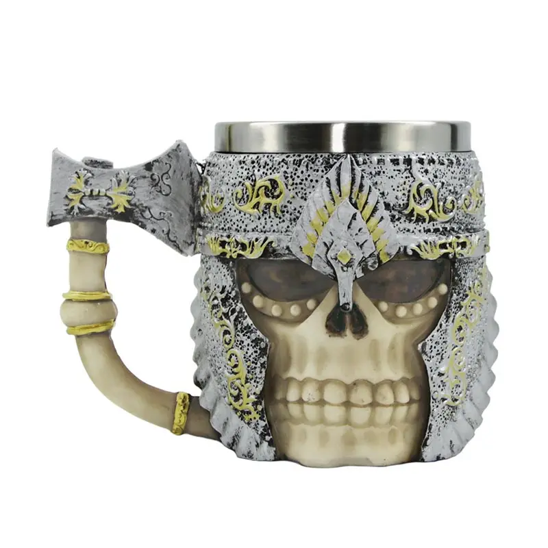 Omife Creative Skull Mug Game Of Thrones 3D Beer Cups Viking Anime Wine Tumbler Cartoon Coffee Cup Halloween Mugs Gift Drinkware - Цвет: Axe Skull