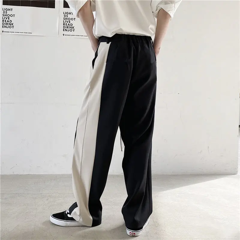 

2020Spring And Summer New Youth Popular Men's Korean Version Of Ins Hit Color Loose Trousers Fashion Casual Straight Pants Black