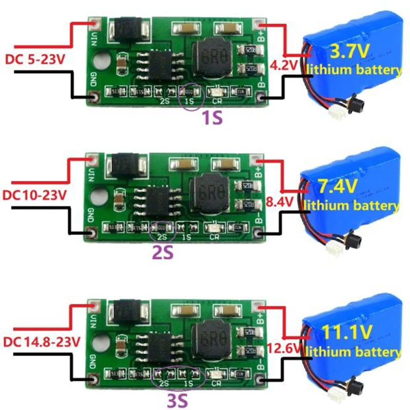 New DC 5-23V To 4.2V 8.4V 12.6V DD23CRTA Module 2A Multi-Cell Synchronous Buck Li-Ion Charger For Solar Charging Portable Device |