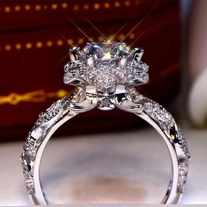 

2021 New Fashion Women Rings Luxury Vintage Gray Cubic Zircon Big Color For Women Engagement Butterfly Antique Rings Weddin V1A0