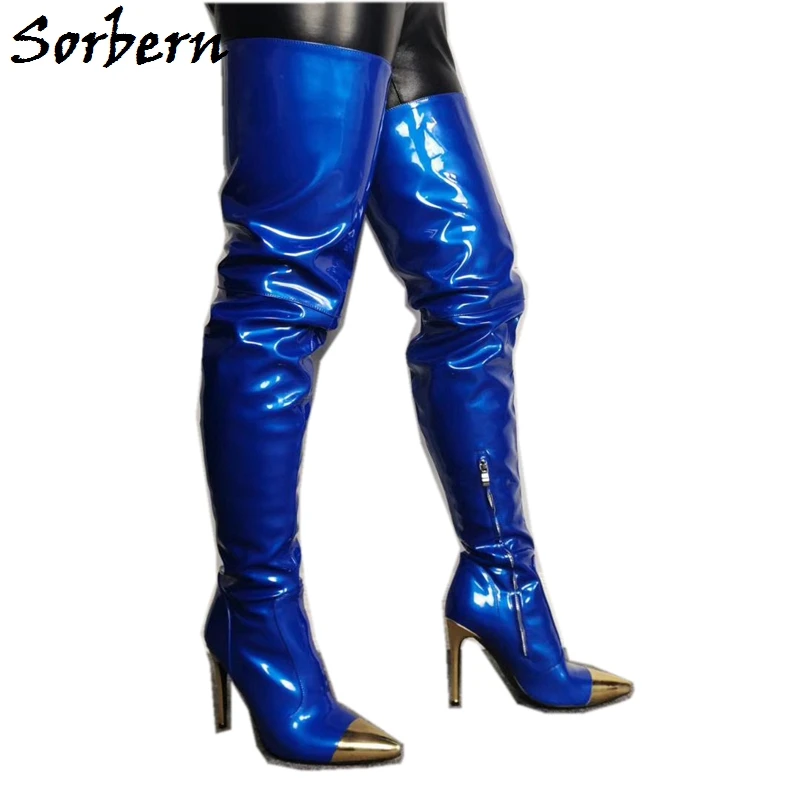 Sorbern/высокие сапоги до бедра Королевского синего цвета женские на высоком
