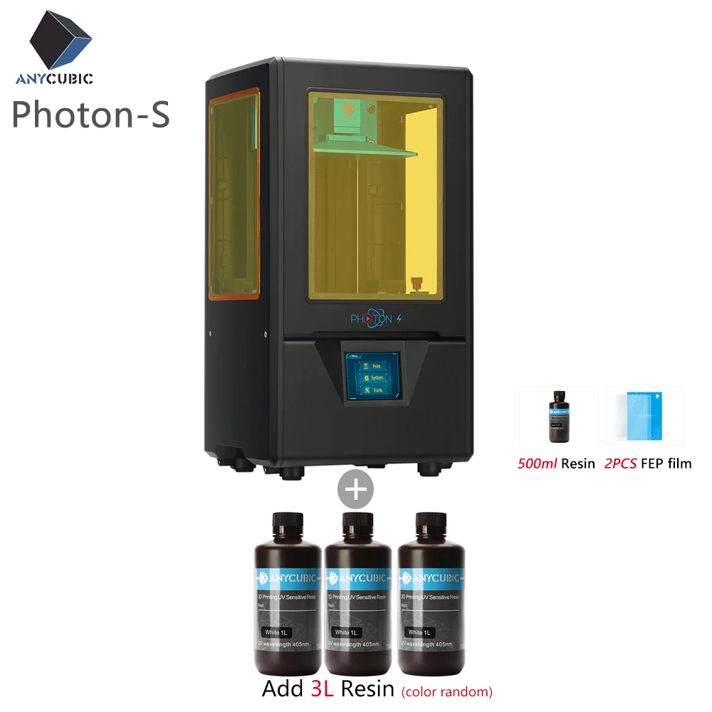 BlackPSwith3.5L ANYCUBIC Photon-S lcd 3d принтер Быстрый ломтик 405nm матрица УФ свет двойная ось Z SLA 3d принтер фотоны Модернизированный УФ модуль - Цвет: BlackPSwith3.5L