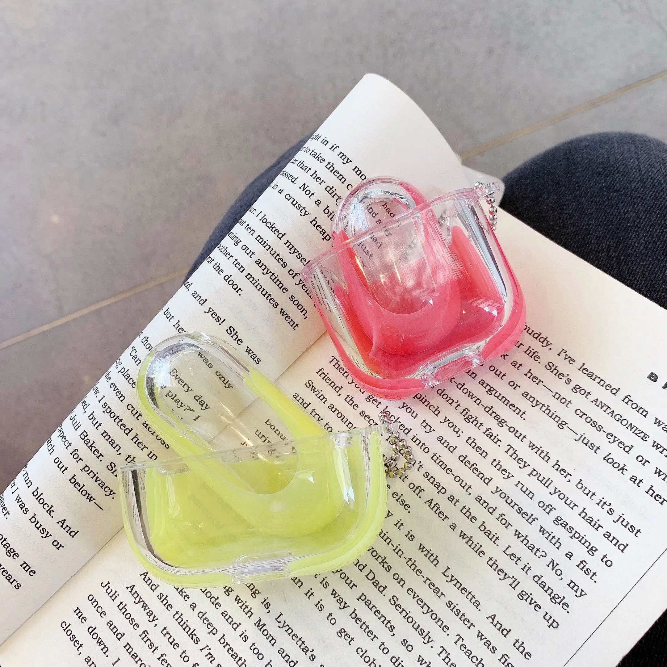 Милый неоновый чехол ярких цветов для Airpods Pro блестящий прозрачный жесткий из