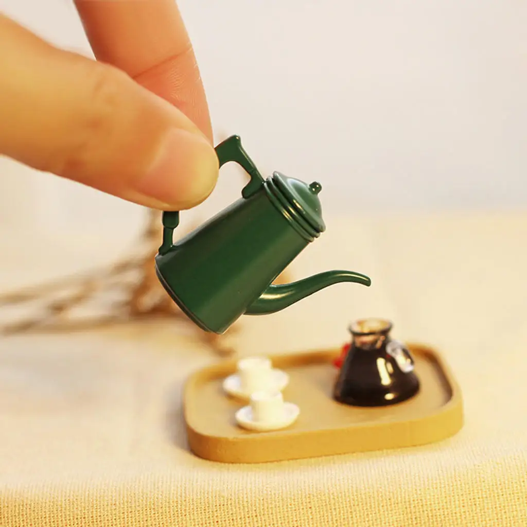 

Simulation 1/6 1/12 Miniatures Dollhouse Kettle Retro Tea Pot Model Life Scene Living Room Dining Decoration Children Toys
