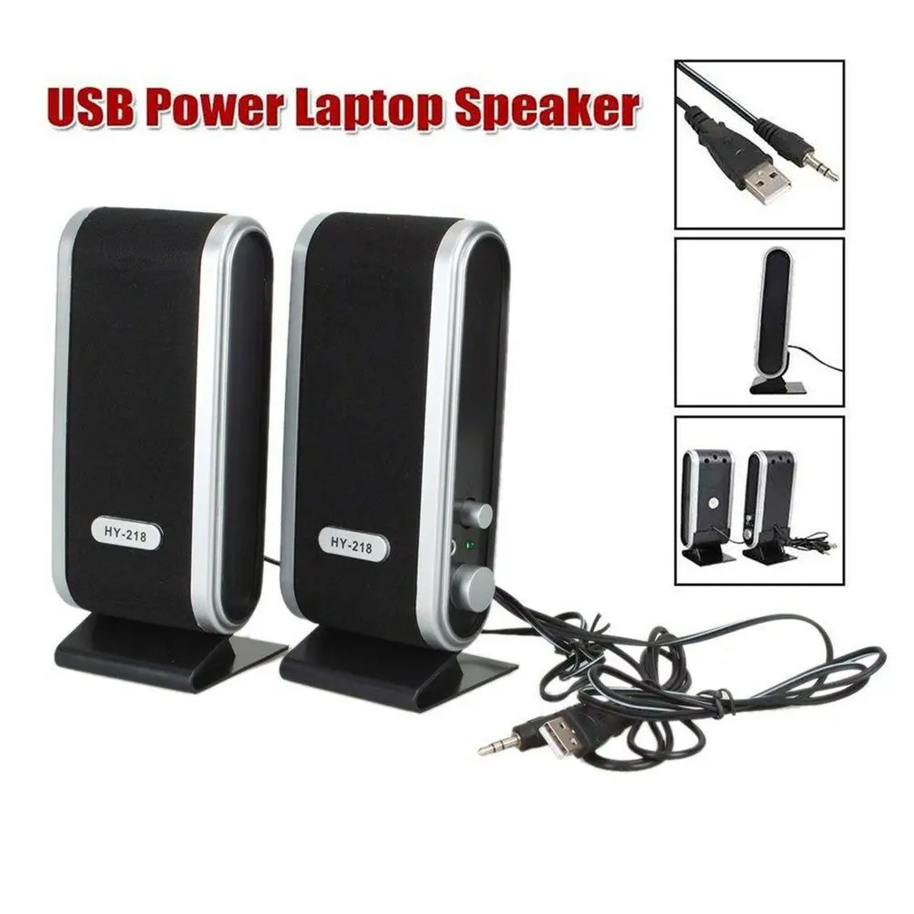 

2 Pcs USB Power Computer Speakers Stereo 3.5mm with Ear Jack for Desktop PC Laptop Stereo-Sound Music Player
