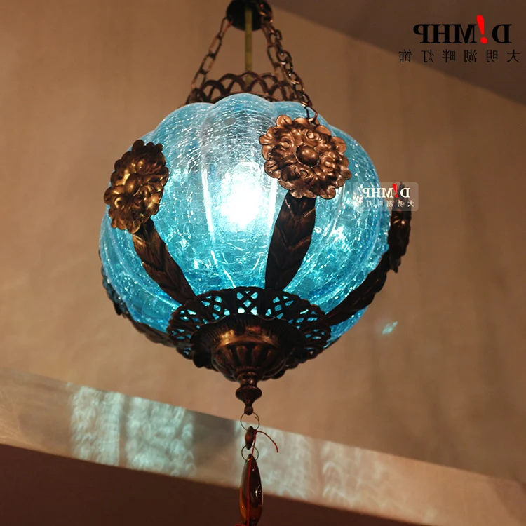 Яркая Подвесная лампа со стеклянным абажуром ручной работы Юго-Восточная