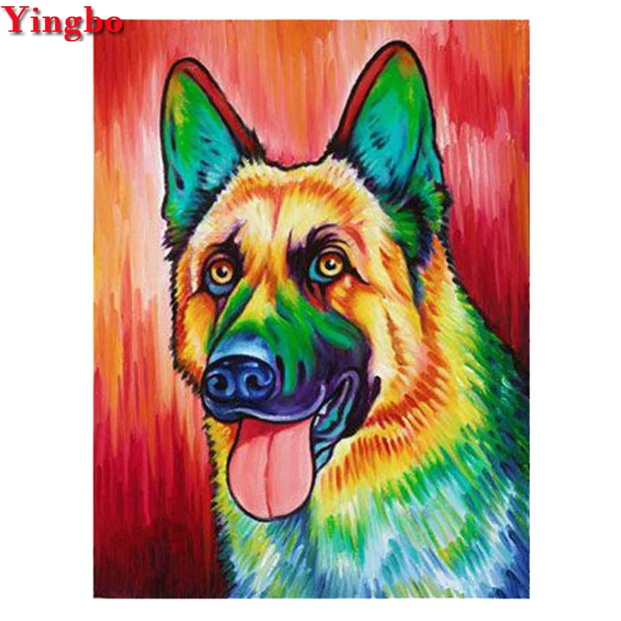 Алмазная живопись немецкая овчарка украшение полный дрель квадрат мозаика