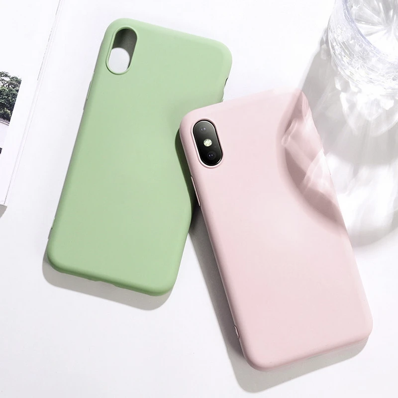 Cute Matte Solid Candy Phone Case for Iphone 11 Pro Max Xs Xr Simple Silicone 7 6s 8 Plus Soft Cover | Мобильные телефоны и
