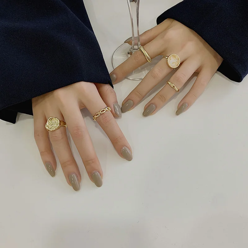 

Hiphop Gold Chain Rings Set For Women Girls Punk Geometric Simple Finger Rings 2021 Trend Jewelry Party Finger Ring Vintage