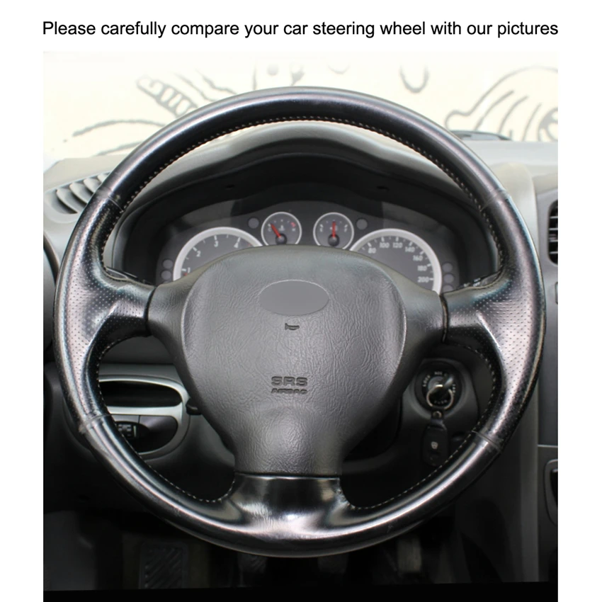 Черная искусственная кожа PU чехол рулевого колеса автомобиля для Hyundai Santa Fe 2000 2001